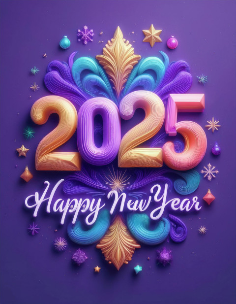 Luxurious Purple New Year 2025 Greeting Card Images Background