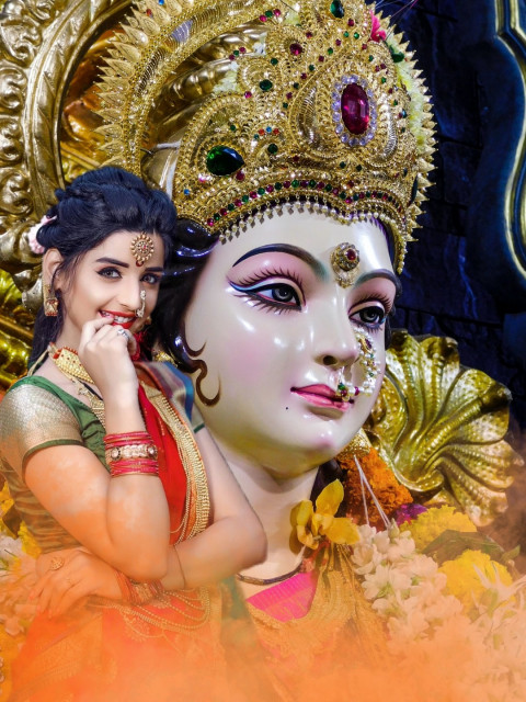 Maa Durga CB Photo Editing Background HD With Girl