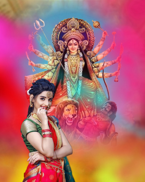Maa Durga Puja Background For Cb Photoshop Photo Editing With Girl Free