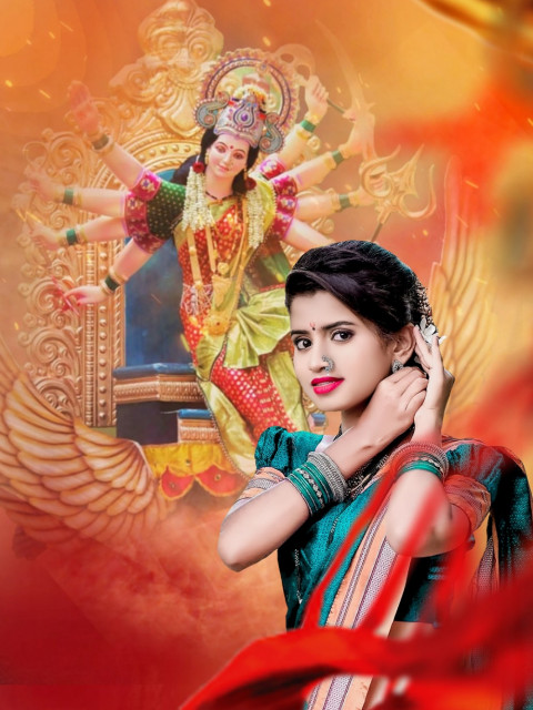 Maa Durga Puja Background For Cb Photoshop Photo Editing With Girl Img