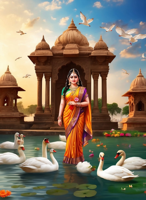 Maa Saraswati Puja Photo Editing Photoshop Background Full HD  Free