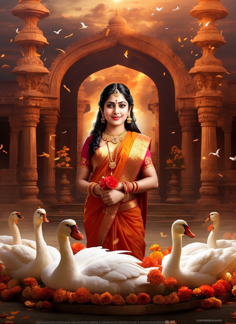 Maa Saraswati Puja Photo Editing Photoshop Background Full HD Pics