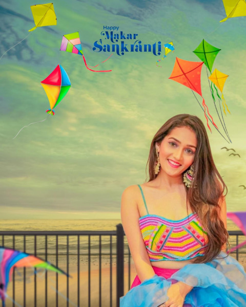 Makar Sankranti Background HD With Girl CB Editing Photoshop