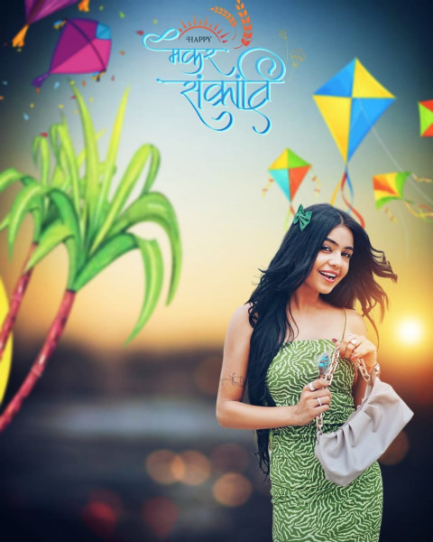 Makar Sankranti Photo Editing Girl Background CB Wallpaper HD