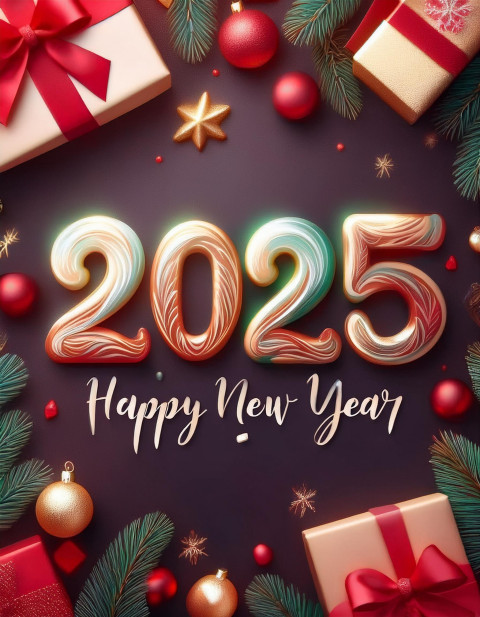Merry And Bright Wishes 2025 Cheerful New Year Card Background Hd