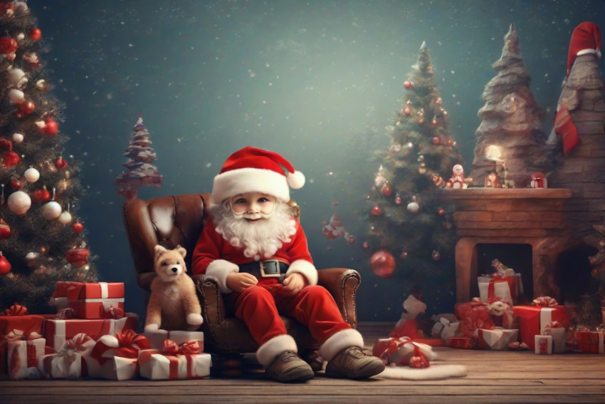 Merry Christmas Background With Cute Dog Images For Desktop Wallpaper