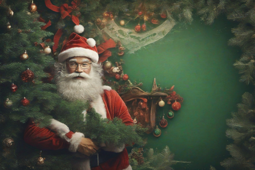 Merry Christmas Background With Snowfall Santa Claus Wallpapers