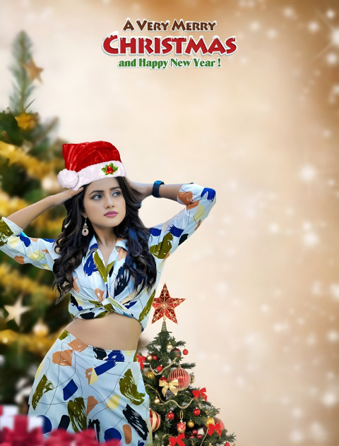 Merry Christmas Girl Background HD Free Editing Wallpaper Stock Pic