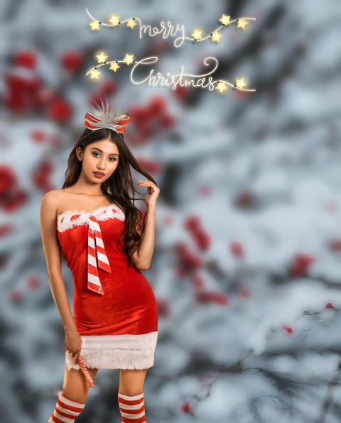 Merry Christmas Girl Background HD Free Editing Wallpaper Stock