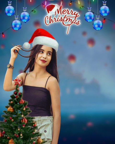 Merry Christmas Photo Editing CB Girl Backgrounds HD