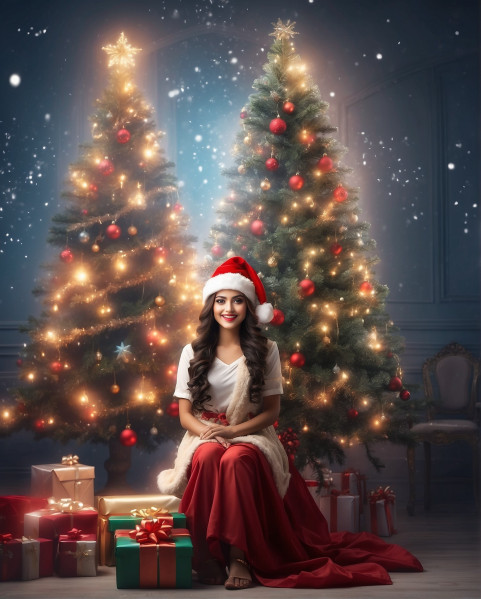Merry Christmas PicsArt Photo Editing Girl Background Download