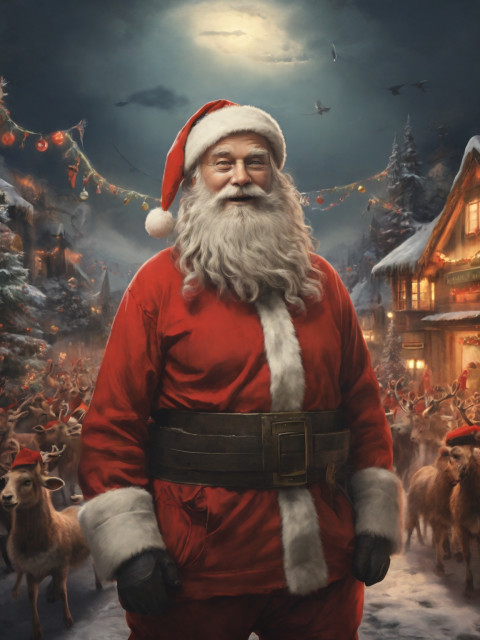 Merry Christmas Santa Subrealist Wallpaper HD Background Free Pic