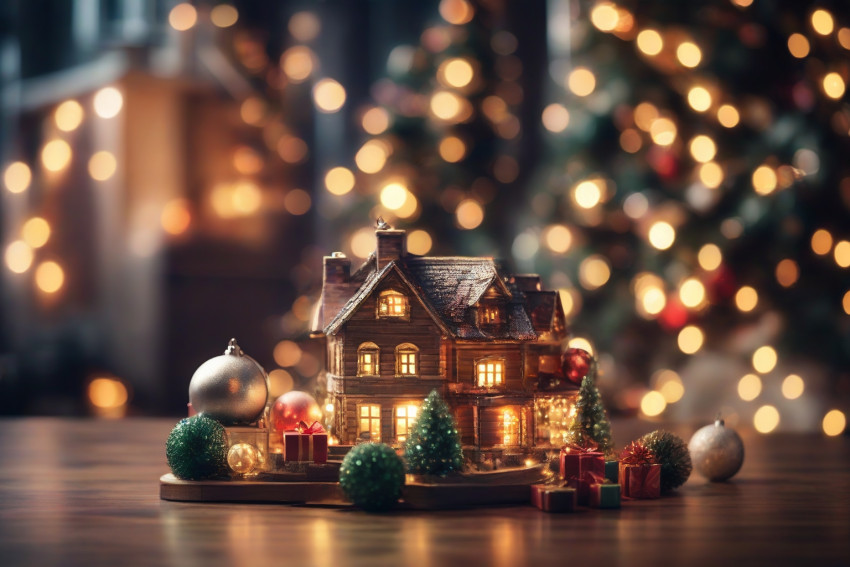 Merry Christmas Tree Light Ball And Gift Images For Desktop Wallpaper