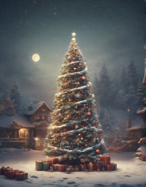 Merry Christmas Tree Wallpapers HD Background With Santa Claus House