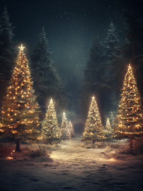 Merry Chrystmas Trees Lights Background HD For Photo Editing
