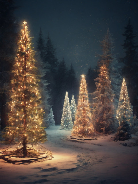 Merry Chrystmas Trees Lights Background HD For Photo Editing