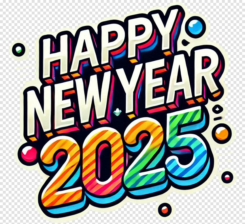 Minimalist Happy New Year 2025 Text Png Designs