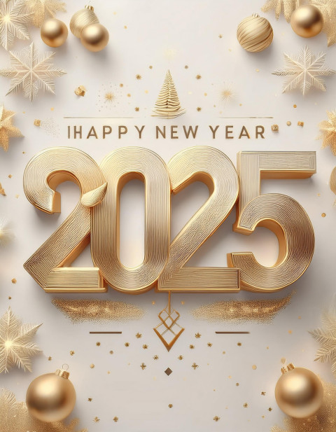 Minimalistic Gold 2025 New Year Wishes Card Background Hd
