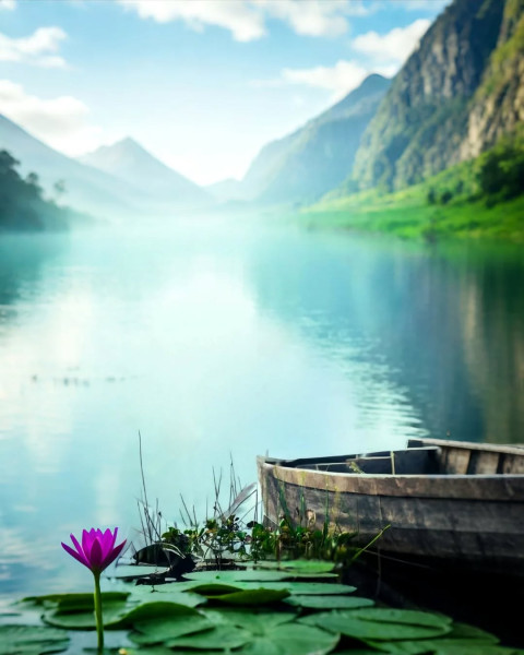 Mountain Photo Editing Boat Background Hd Download
