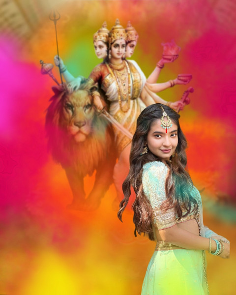 Navratri Background With Girl For Durga Puja Cb Photos Editing