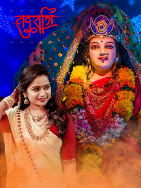 Navratri Photo Editing Background With Girl