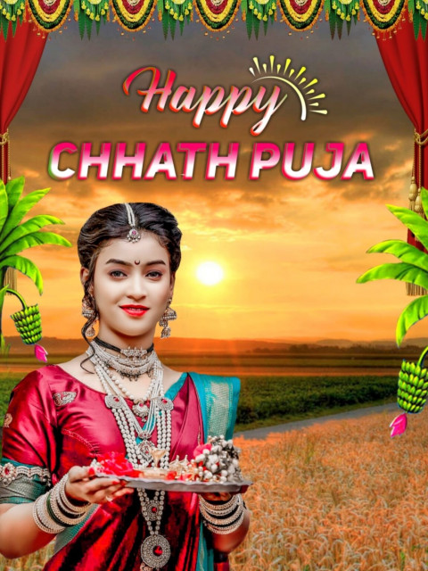 New Beautiful Girl Happy Chhath Puja CB Editing Background