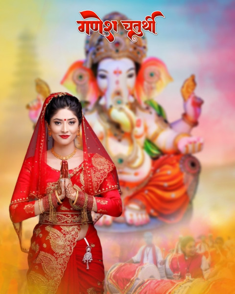 New Ganesh Chaturthi Background CB Girl For Photoshop Editing