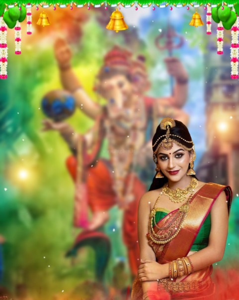 New Ganesh Chaturthi Background Girl For HD Photoshop Editing