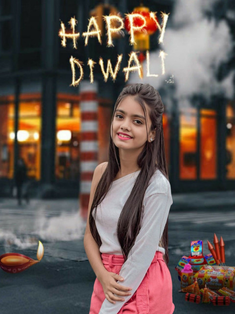 New Happy Diwali Bluerred Background Free Download for Puja Girl