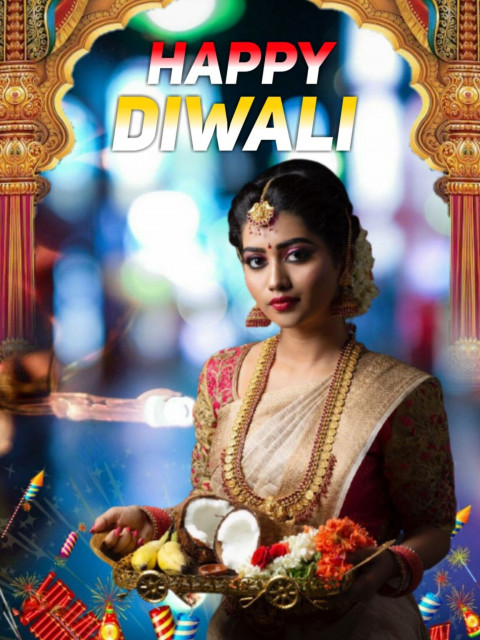 New Happy Diwali Cute Puja Girls CB Background for Photoshop