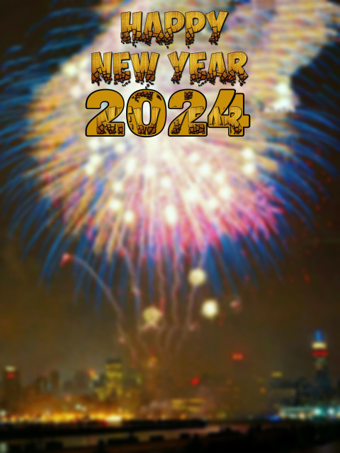 New Year 2024 Firework Blur Wallpaper HD Background Download