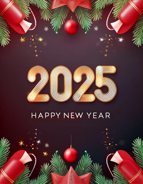 New Year 2025 Unique Celebration Greeting Card Image