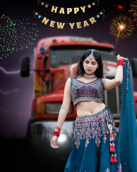 New Year Girl Photo Editing Background 2025 CB Image