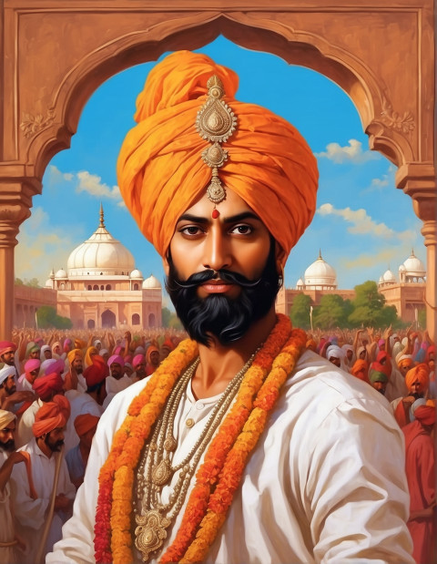 Oil Painting Guru Govind Singh Photo New For Editing Background