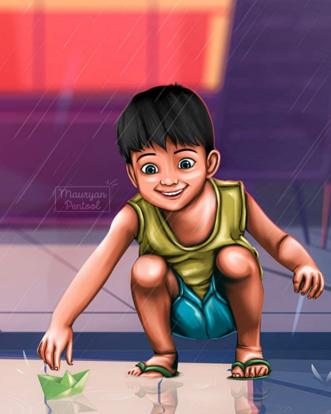 Painting Artwork Childhood Wallpaper Download Image
