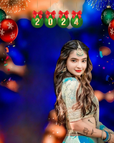 Photohsop Girl Happy New Year Background 2024 For CB Editing Images