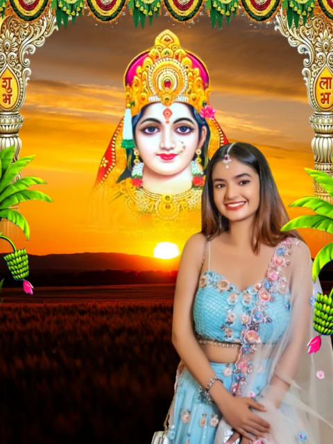 Photoshop Editing Girl Happy Chhath Puja Background Full HD