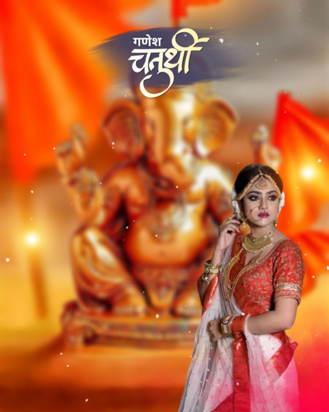 Photoshop Ganpati Bappa Editing HD With Girl CB Background