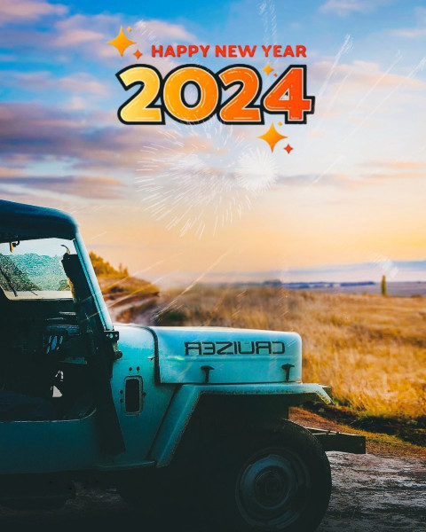 Photoshop Happy New Year 2024 Photo Editing Car Wallpaper Download