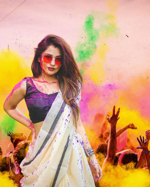 Photoshop Holi Background For Editing with Girl