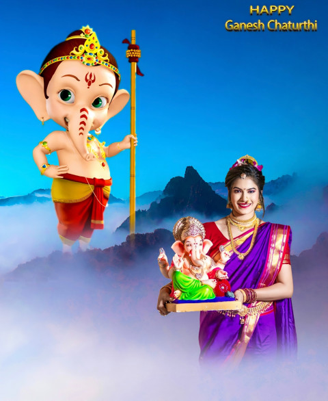 PicsArt CB Ganesh Chaturthi Background With Girl For Editing