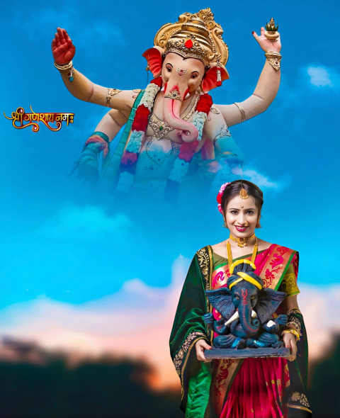 PicsArt CB Ganesh Chaturthi Background With Girl For Editing