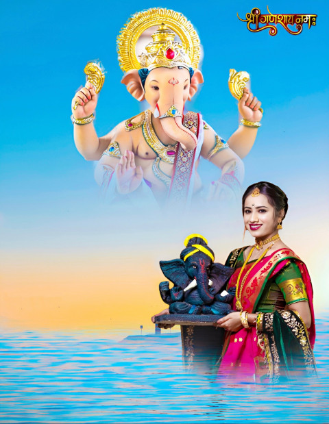 PicsArt CB Ganesh Chaturthi Background With Girl For Editing DP