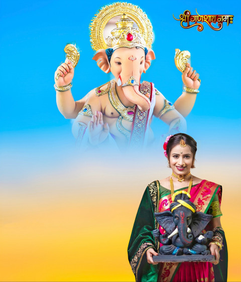 PicsArt CB Ganesh Chaturthi Background With Girl For Editing New