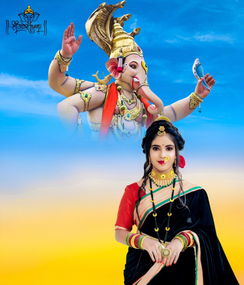 PicsArt CB Ganesh Chaturthi Background With Girl For Editing Pic