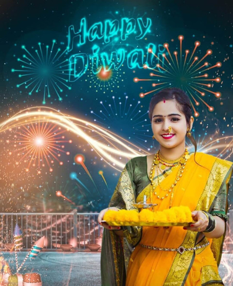 PicsArt Diwali Editing Background With Girl Photos Full HD