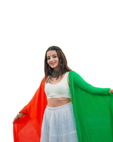 Picsart Girl PNG With Flag Color Dupatta Clipart Download