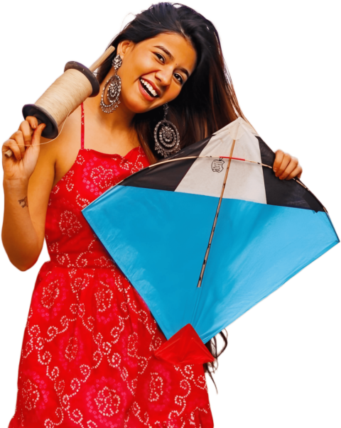 Picsart Girl with Kite PNG For Happy Makar Sankranti