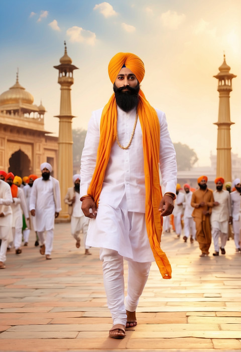 Picsart Guru Govind Singh Ji Walking in Gurudwara Background