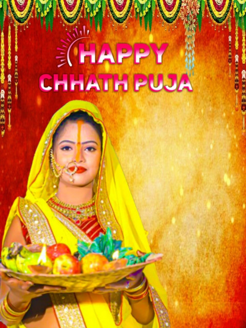 PicsArt Happy Chhath Puja Background Full HD With Girl